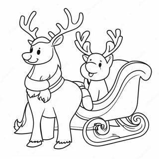 Santa Sleigh And Reindeer Coloring Page 45123-37488