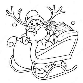 Festive Santa Sleigh With Jolly Reindeer Coloring Page 45124-37491