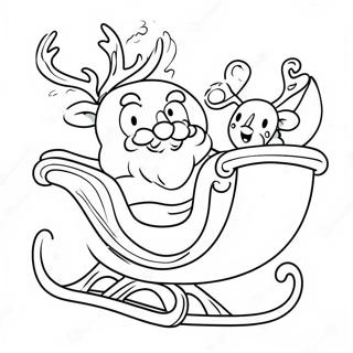 Festive Santa Sleigh With Jolly Reindeer Coloring Page 45124-37492