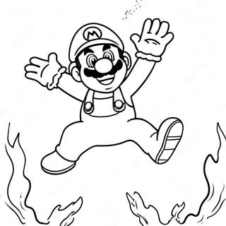 Fire Mario Jumping Over Enemies Coloring Page 45174-37532