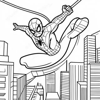 Spider Man Swinging Through The City Coloring Page 45224-37569