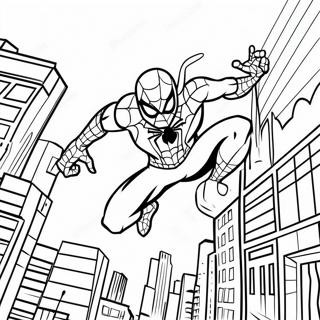 Spider Man Swinging Through The City Coloring Page 45224-37570