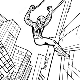 Spider Man Swinging Through The City Coloring Page 45224-37571