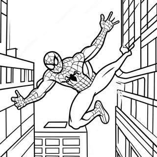 Spider Man Swinging Through The City Coloring Page 45224-37572