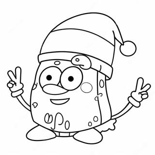 Festive Spongebob With Santa Hat Coloring Page 45254-37594