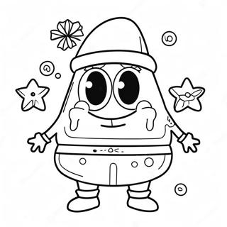 Festive Spongebob With Santa Hat Coloring Page 45254-37595