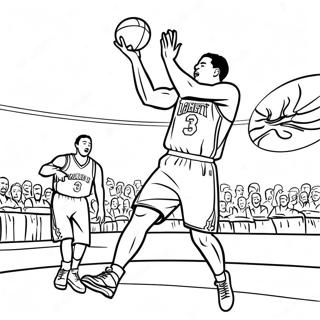 Klay Thompson Shooting A Three Point Shot Coloring Page 45284-37623