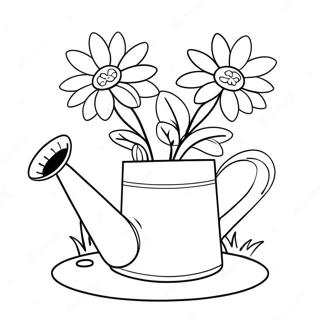 Cute Watering Can With Flowers Coloring Page 45294-37619