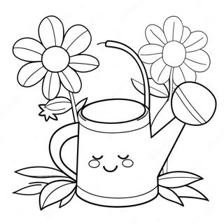 Cute Watering Can With Flowers Coloring Page 45294-37620