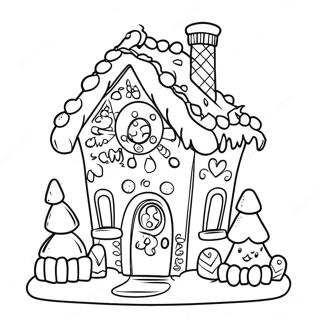 Festive Gingerbread House Coloring Page 45324-37648