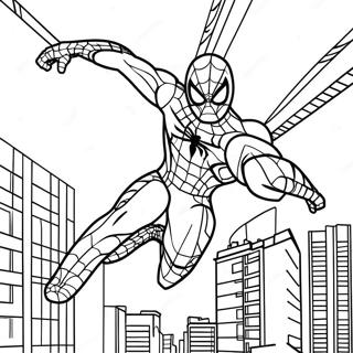 Iron Spider Swinging Through The City Coloring Page 45374-37690