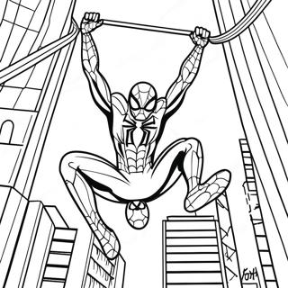 Iron Spider Swinging Through The City Coloring Page 45374-37691