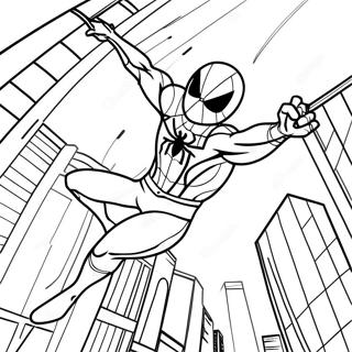 Iron Spider Swinging Through The City Coloring Page 45374-37692