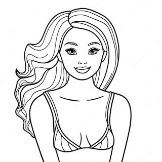 Barbie In A Colorful Swimsuit Coloring Page 45384-37700