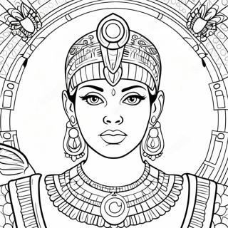 Elegant Cleopatra In Royal Attire Coloring Page 45444-37751