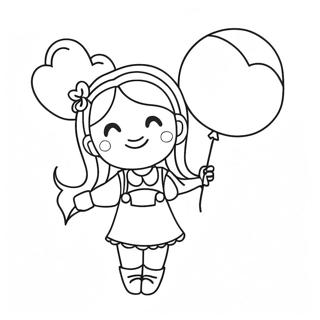 Cute Girl With Balloons Coloring Page 45464-37761