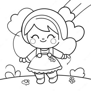 Cute Girl With Balloons Coloring Page 45464-37763