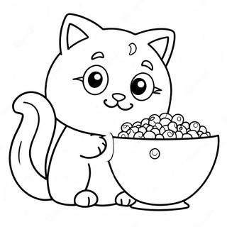 Cute Kitten Eating Cat Food Coloring Page 45484-37790