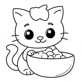 Cute Kitten Eating Cat Food Coloring Page 45484-37791