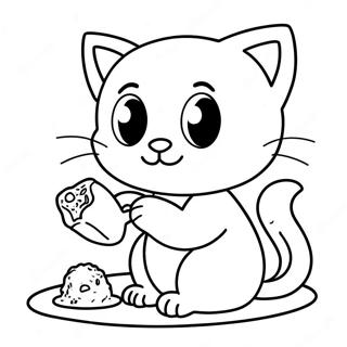 Cute Kitten Eating Cat Food Coloring Page 45484-37792