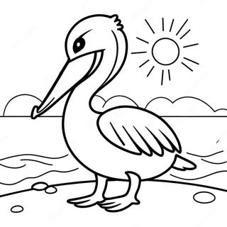 Cute Pelican On The Beach Coloring Page 45514-37806