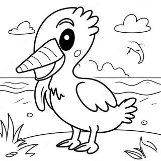 Cute Pelican On The Beach Coloring Page 45514-37808