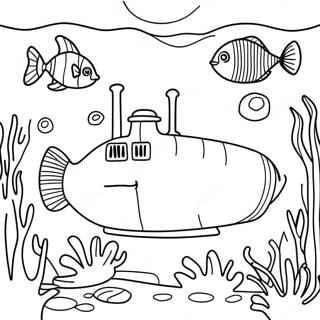 Colorful Yellow Submarine Underwater Scene Coloring Page 45564-37845