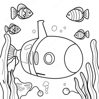 Colorful Yellow Submarine Underwater Scene Coloring Page 45564-37847