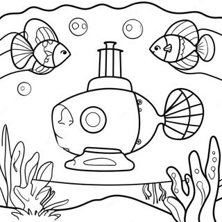 Colorful Yellow Submarine Underwater Scene Coloring Page 45564-37848