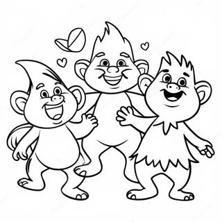 Happy Trolls Dancing Coloring Page 45574-37849