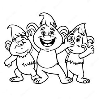 Happy Trolls Dancing Coloring Page 45574-37850