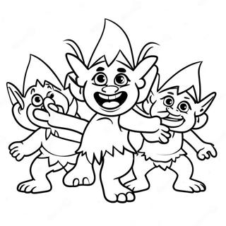 Happy Trolls Dancing Coloring Page 45574-37851