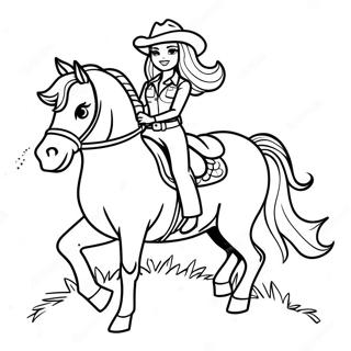 Adventurous Cowgirl Barbie Riding A Horse Coloring Page 45634-37898