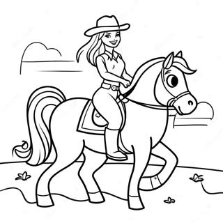 Adventurous Cowgirl Barbie Riding A Horse Coloring Page 45634-37899