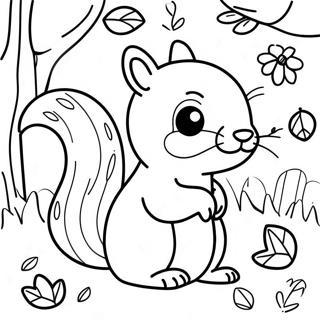 Cute Kindergarten Squirrel In Fall Coloring Page 45674-37929