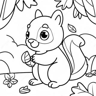 Cute Kindergarten Squirrel In Fall Coloring Page 45674-37930