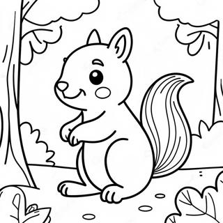 Cute Kindergarten Squirrel In Fall Coloring Page 45674-37931