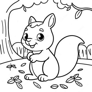 Cute Kindergarten Squirrel In Fall Coloring Page 45674-37932