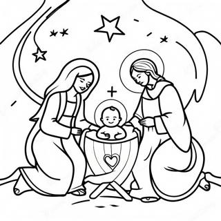 Joyful Nativity Scene Coloring Page 45714-37961