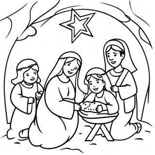 Joyful Nativity Scene Coloring Page 45714-37962