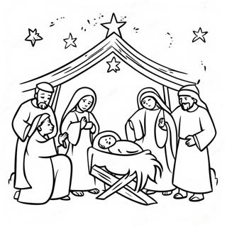 Joyful Nativity Scene Coloring Page 45714-37963