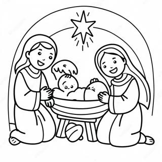 Joyful Nativity Scene Coloring Page 45714-37964