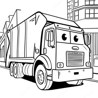 Colorful Trash Truck On The Street Coloring Page 45744-37981