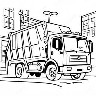 Colorful Trash Truck On The Street Coloring Page 45744-37984