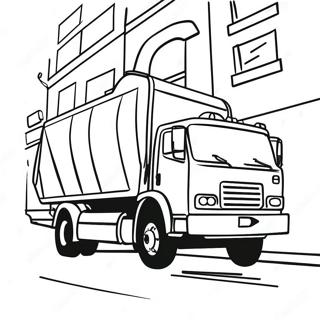 Colorful Trash Truck On The Street Coloring Page 45744-38121