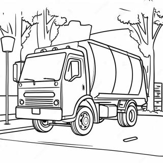 Colorful Trash Truck On The Street Coloring Page 45744-38124