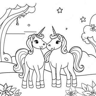 Magical Unicorns In A Dreamy Landscape Coloring Page 45784-38011