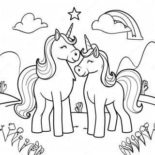 Magical Unicorns In A Dreamy Landscape Coloring Page 45784-38012