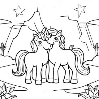 Magical Unicorns In A Dreamy Landscape Coloring Page 45784-38146