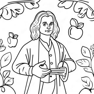 Isaac Newton With Apple Coloring Page 45864-38081